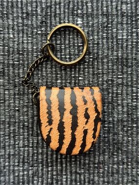 Tiger Print Mini Coin Purse Keychain Pouch Vintage Style
